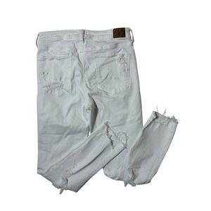 American Eagle 12 L White Distressed High‎ Rise Skinny Jeans Next Level Stretch